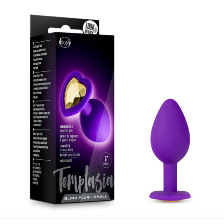 Blush Temptasia Bling Anal Plug with Heart-Shaped Gem Base Small Purple - Not Very Vanilla