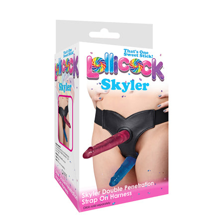 Curve Toys Lollicock Skyler Double Penetration Strap-On Harness Black - Not Very Vanilla