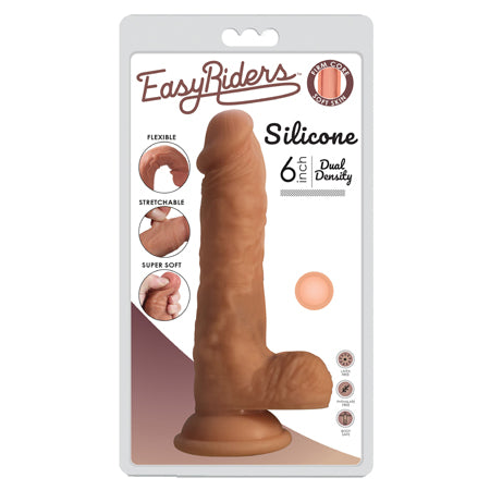 Curve Toys Easy Riders 6 in. Dual Density Silicone Dildo with Balls & Suction Cup Light - Not Very Vanilla