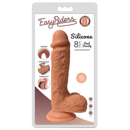 Curve Toys Easy Riders 8 in. Dual Density Silicone Dildo with Balls & Suction Cup Light - Not Very Vanilla