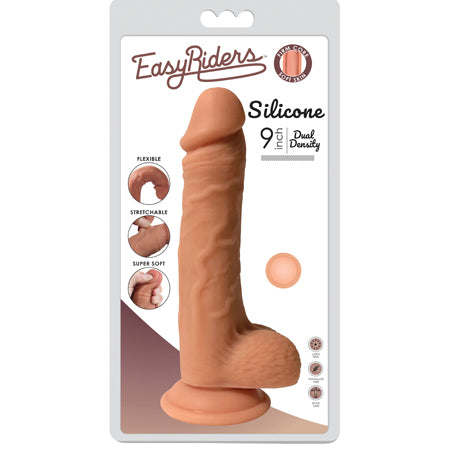 Curve Toys Easy Riders 9 in. Dual Density Silicone Dildo with Balls & Suction Cup Light - Not Very Vanilla