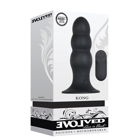 Evolved Kong Rechargeable Remote-Controlled Vibrating Silicone Anal Plug Black - Not Very Vanilla