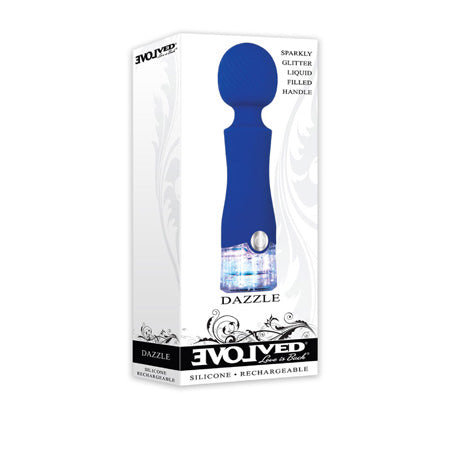 Evolved Dazzle Light-Up Rechargeable Silicone Wand Vibrator Blue - Not Very Vanilla