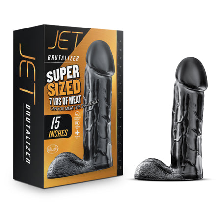 Blush Jet Brutalizer Realistic 15 in. Dildo with Balls Black - Not Very Vanilla