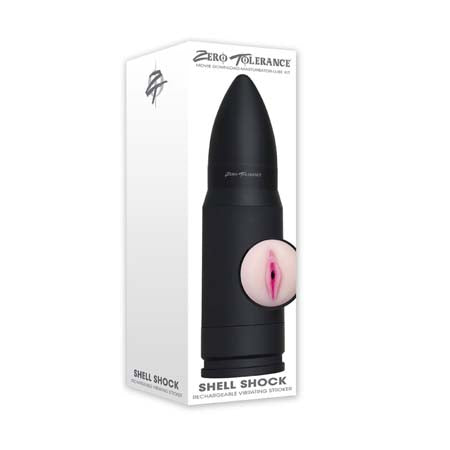 Zero Tolerance Shell Shock Rechargeable Bullet-Shaped Vibrating Vagina Stroker Black - Not Very Vanilla