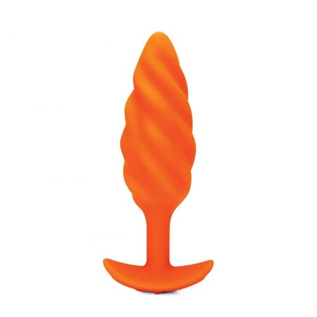 b-Vibe Swirl Rechargeable Vibrating Silicone Textured Anal Plug Orange - Not Very Vanilla