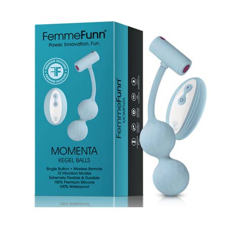 FemmeFunn Momenta Rechargeable Remote-Controlled Silicone Kegel Balls Light Blue - Not Very Vanilla