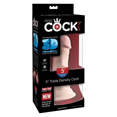 Pipedream King Cock Plus 5 in. Triple Density Cock Realistic Dildo With Suction Cup Beige - Not Very Vanilla