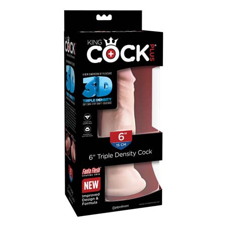 Pipedream King Cock Plus 6 in. Triple Density Cock Realistic Dildo With Suction Cup Beige - Not Very Vanilla