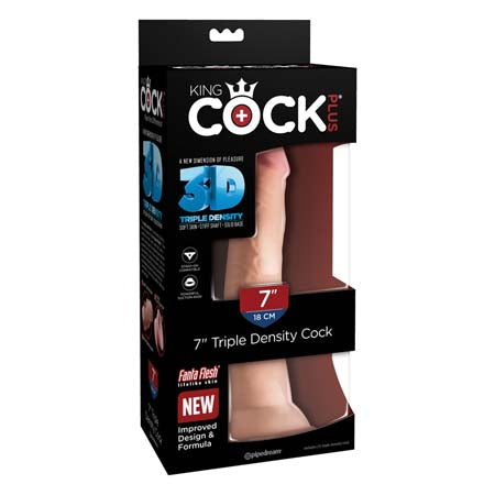 Pipedream King Cock Plus 7 in. Triple Density Cock Realistic Dildo With Suction Cup Beige - Not Very Vanilla