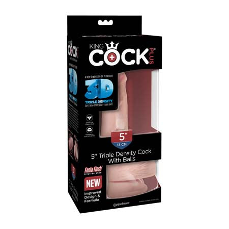 Pipedream King Cock Plus 5 in. Triple Density Cock With Balls Realistic Suction Cup Dildo Beige - Not Very Vanilla