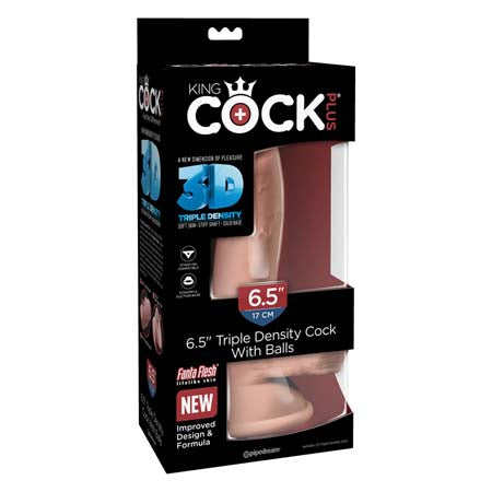 Pipedream King Cock Plus 6.5 in. Triple Density Cock With Balls Realistic Suction Cup Dildo Beige - Not Very Vanilla