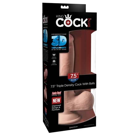 Pipedream King Cock Plus 7.5 in. Triple Density Cock With Balls Realistic Suction Cup Dildo Beige - Not Very Vanilla