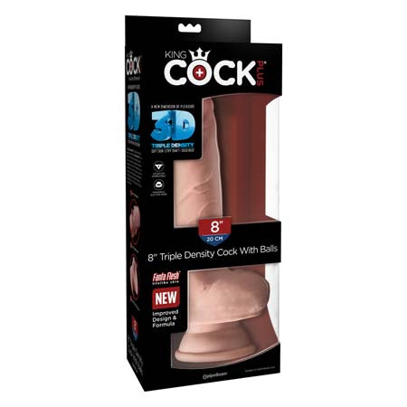 Pipedream King Cock Plus 8 in. Triple Density Cock With Balls Realistic Suction Cup Dildo Beige - Not Very Vanilla