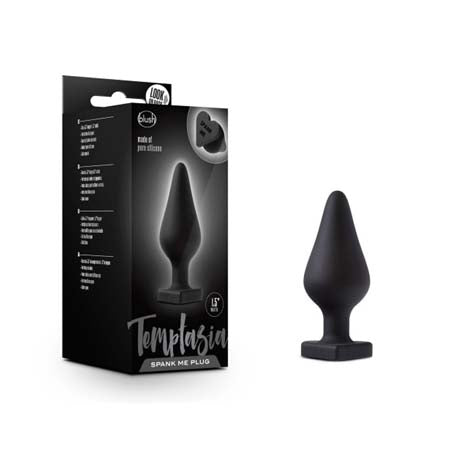 Blush Temptasia 'Spank Me' Silicone Anal Plug with Heart-Shaped Base Black - Not Very Vanilla