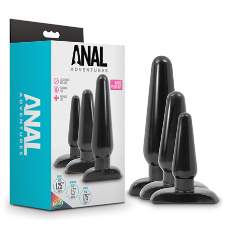 Blush Anal Adventures 3-Piece Basic Plug Kit Black - Not Very Vanilla