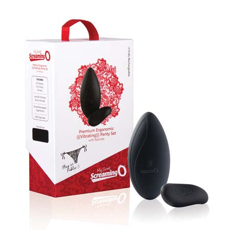 Screaming O Premium Ergonomic Remote Panty Set Black - Not Very Vanilla