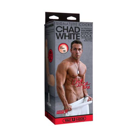 Signature Cocks - Chad White 8.5 Inch ULTRASKYN Cock with Removable Vac-U-Lock Suction Cup Vanilla - Not Very Vanilla