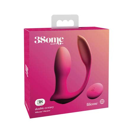 Pipedream 3Some Double Ecstasy Dual Stimulation Silicone Vibrator Red - Not Very Vanilla