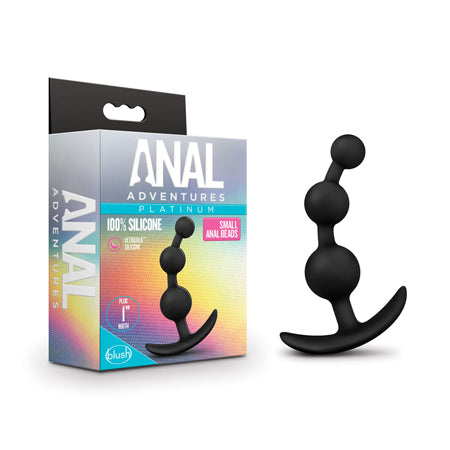 Blush Anal Adventures Platinum Silicone Small Anal Beads Plug Black - Not Very Vanilla