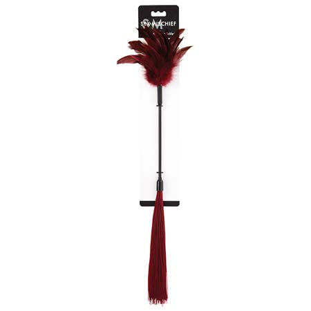 Sportsheets Sex & Mischief Shadow Feather Tickler Dual-Ended Flogger Burgundy - Not Very Vanilla