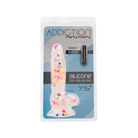 Addiction Silicone Toy Collection Party Marty 7.5 in. Dildo Frost Confetti - Not Very Vanilla