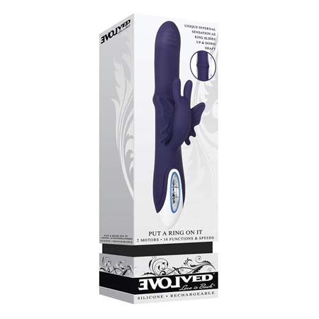 Evolved Put A Ring On It Rechargeable Silicone Dual Stimulator Blue - Not Very Vanilla