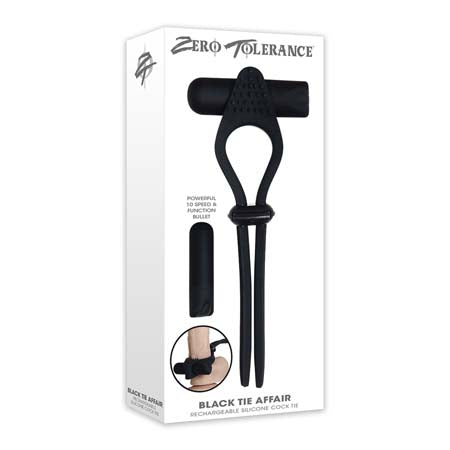 Zero Tolerance Black Tie Affair Rechargeable Silicone Cock Tie Cockring Black - Not Very Vanilla