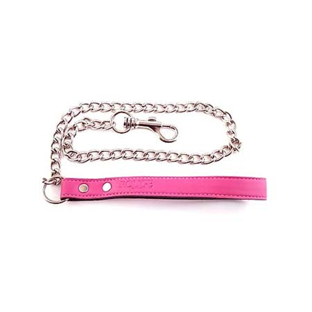 Leather Lead with Chain - PINK - Not Very Vanilla