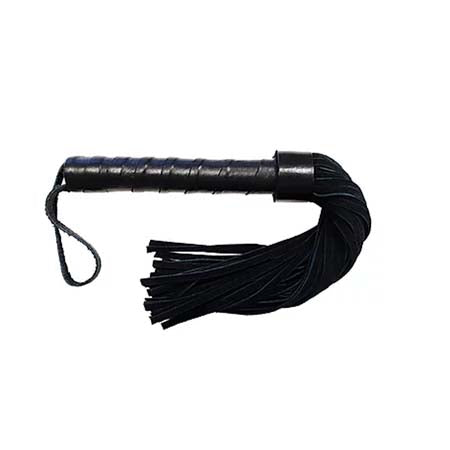 Short Suede Flogger with Leather Handle - BLACK - Not Very Vanilla