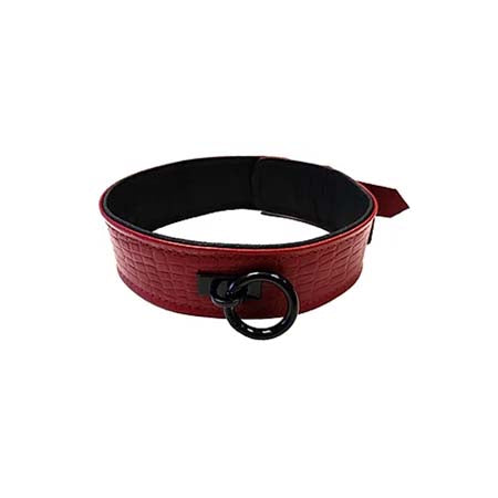 Burgundy Anaconda Leather Collar - Not Very Vanilla