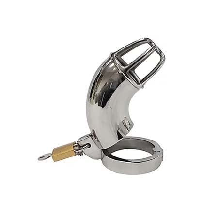 Stainless Cock Cage with Padlock – In Clamshell - Not Very Vanilla