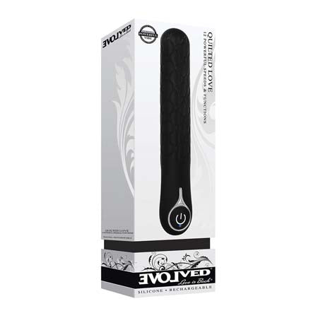 Evolved Quilted Love Rechargeable Textured Silicone Sli mline Vibrator Black - Not Very Vanilla