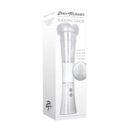 Zero Tolerance Sucking Good Rechargeable Vibrating Vacuum Pump Stroker Clear/White - Not Very Vanilla