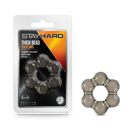 Blush Stay Hard Thick Bead Cockring Black - Not Very Vanilla