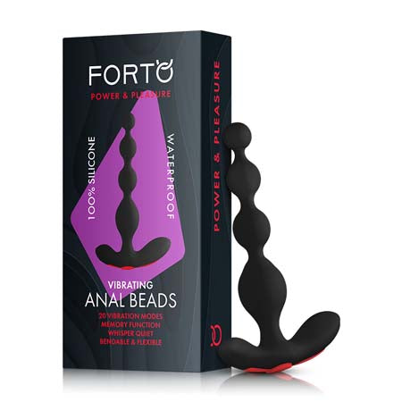 Forto Vibrating Anal Beads Rechargeable Silicone Plug Black - Not Very Vanilla