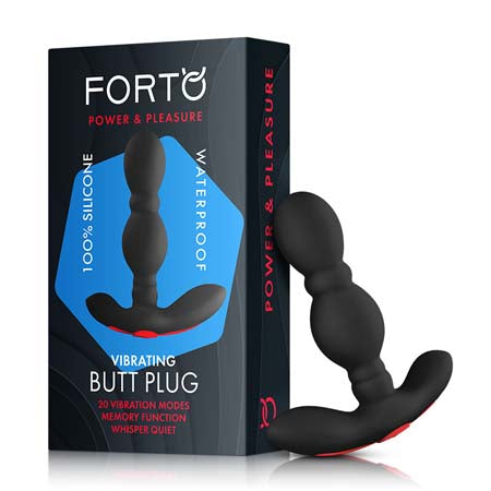 Forto Vibrating Anal Plug Rechargeable Silicone Black - Not Very Vanilla