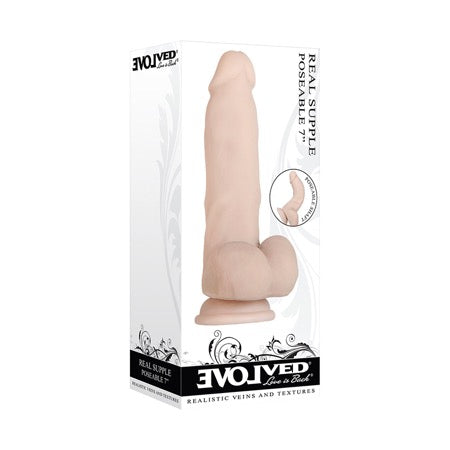 Evolved Real Supple Poseable 7 in. Realistic Dildo With Balls Beige - Not Very Vanilla