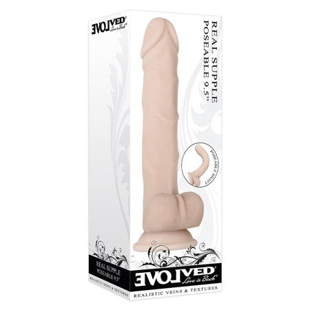 Evolved Real Supple Poseable 9.5 in. Realistic Dildo With Balls Beige - Not Very Vanilla