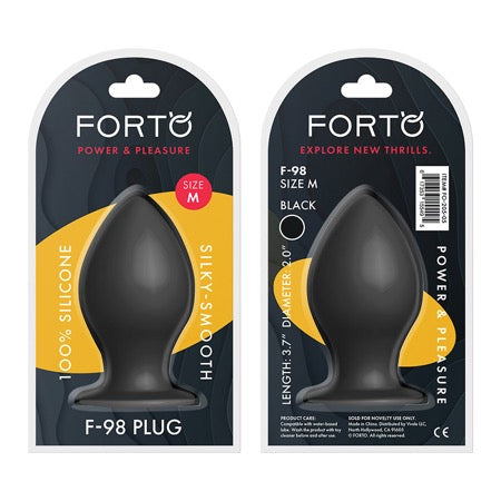 Forto F-98 Cone Silicone Anal Plug Medium Black - Not Very Vanilla