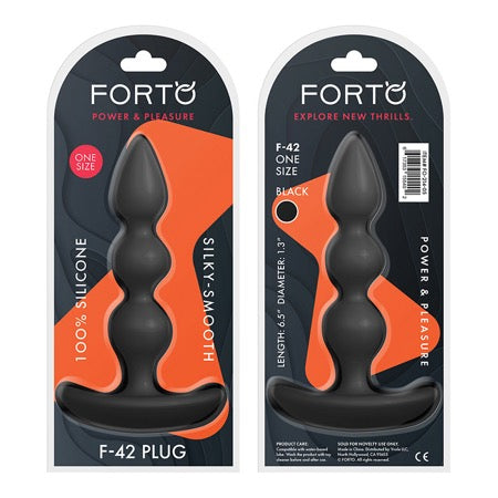 Forto F-42 Spiral Beads Silicone Anal Plug Black - Not Very Vanilla