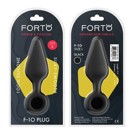 Forto F-10 Silicone Anal Plug with Pull Ring Large Black - Not Very Vanilla