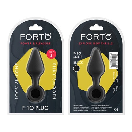 Forto F-10 Silicone Anal Plug with Pull Ring Small Black - Not Very Vanilla