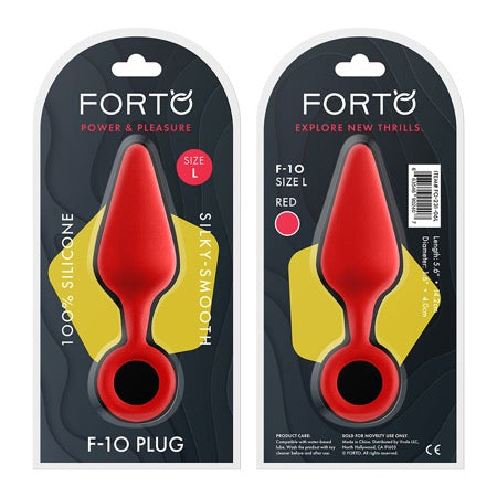 Forto F-10 Silicone Anal Plug with Pull Ring Large Red - Not Very Vanilla