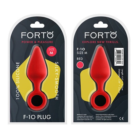 Forto F-10 Silicone Anal Plug with Pull Ring Medium Red - Not Very Vanilla