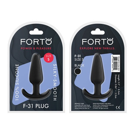 Forto F-31 Silicone Anal Plug Small Black - Not Very Vanilla