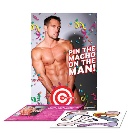 Pipedream Bachelorette Party Favors Pin The Macho On The Man Game - Not Very Vanilla