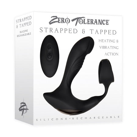 Zero Tolerance Strapped & Tapped Heating, Vibrating Prostate Massager, C-Ring Black - Not Very Vanilla