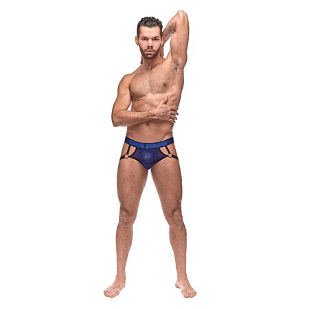 Male Power Diamond Mesh Jock Ring Nav LX - Not Very Vanilla