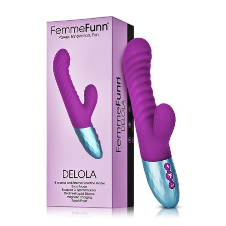 FemmeFunn Delola Rechargeable Silicone Dual Stimulation G-Spot Vibrator Purple - Not Very Vanilla